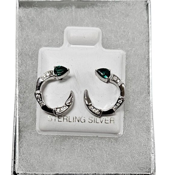 925 Silver Ladies scorpion ZC emerald stud earring - Picture 7 of 8